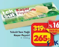 TEKSÜT TAM YAĞLI KAŞAR PEYNİRİ 1000 G